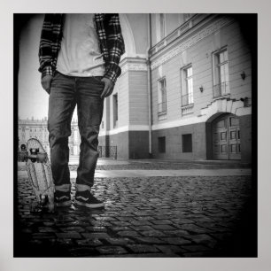 Poster de skateboard noir et blanc de la Old Schoo
