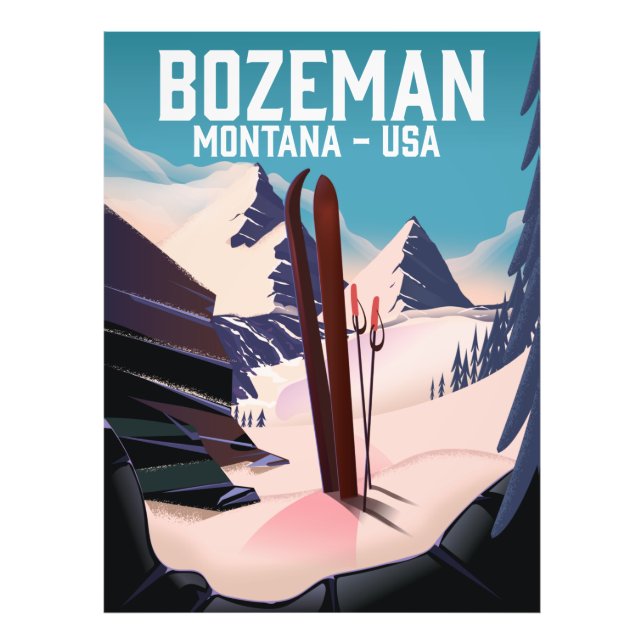 poster de ski Bozeman Montana (Devant)