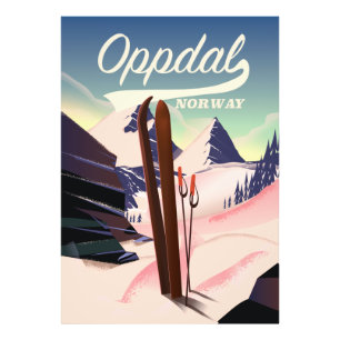 Poster de ski d'Oppdal Norway.