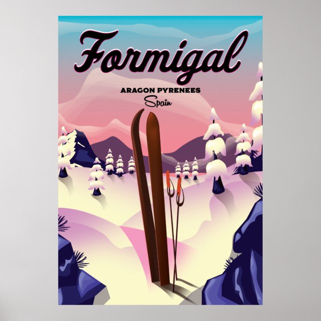 Poster de ski Formigal Aragon Espagne. (Devant)