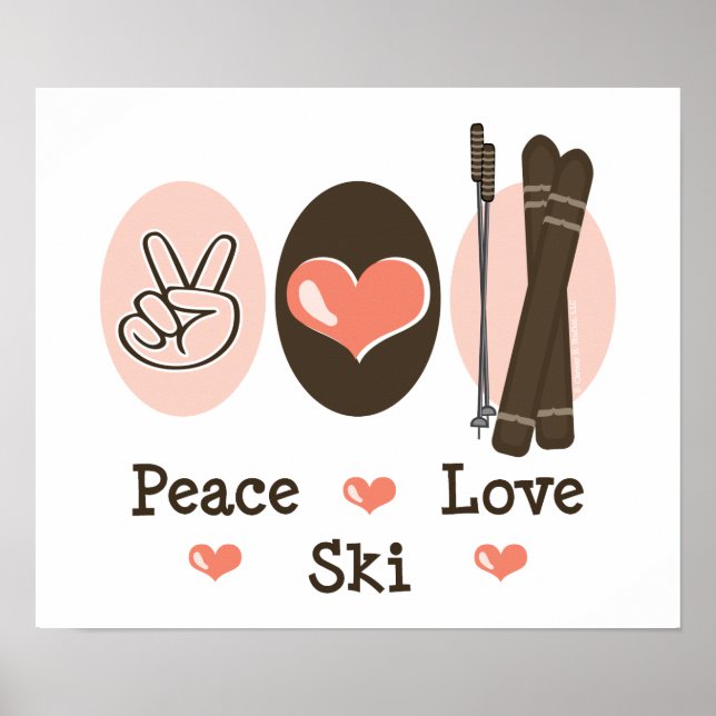 Poster de ski Peace Love (Devant)