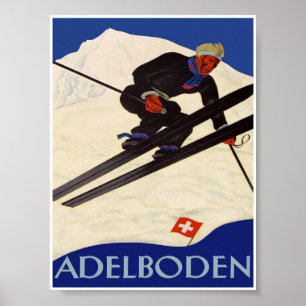 Poster de ski Vintage Adelboden Suisse