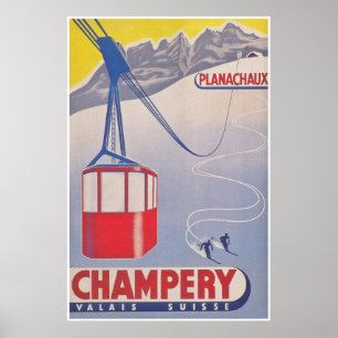 Poster de ski Vintage Champery Suisse
