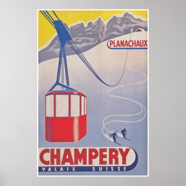 Poster de ski Vintage Champery Suisse (Devant)