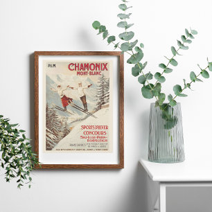 Poster de ski Vintage de Chamonix Mont Blanc