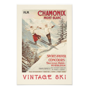 Poster de ski Vintage de Chamonix Mont Blanc