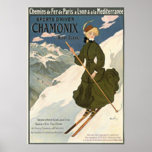 Poster de ski Vintage de Chamonix Mont Blanc