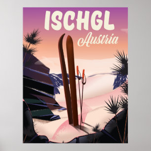 Poster de ski vintage Ischgl Austria.