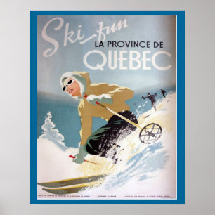 Poster de ski vintage, Québec pour les sports d'hi