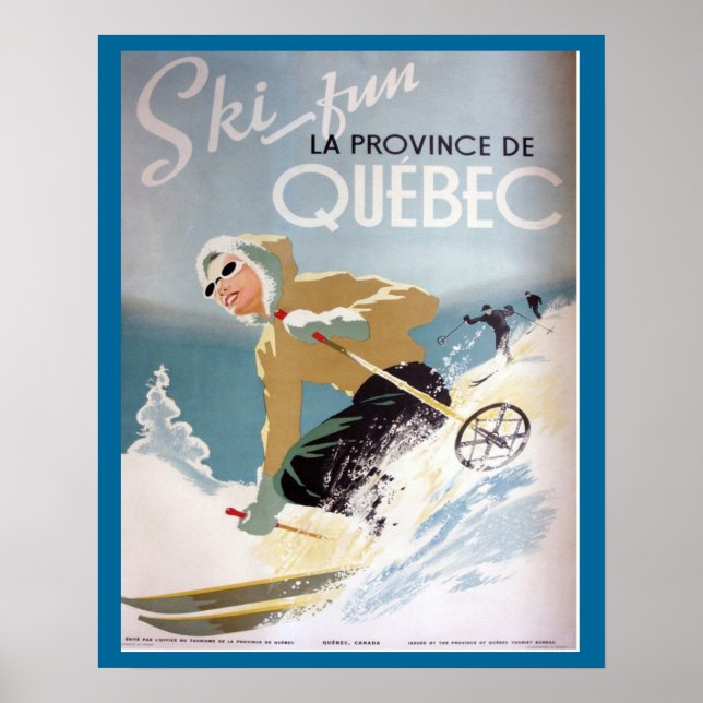 Poster de ski vintage, Québec pour les sports d'hi (Devant)