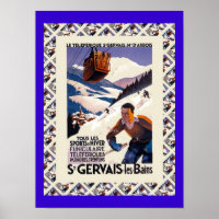 Poster de ski vintage, Saint Gervais les Bains