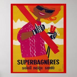 poster de ski vintage, Superbagneres