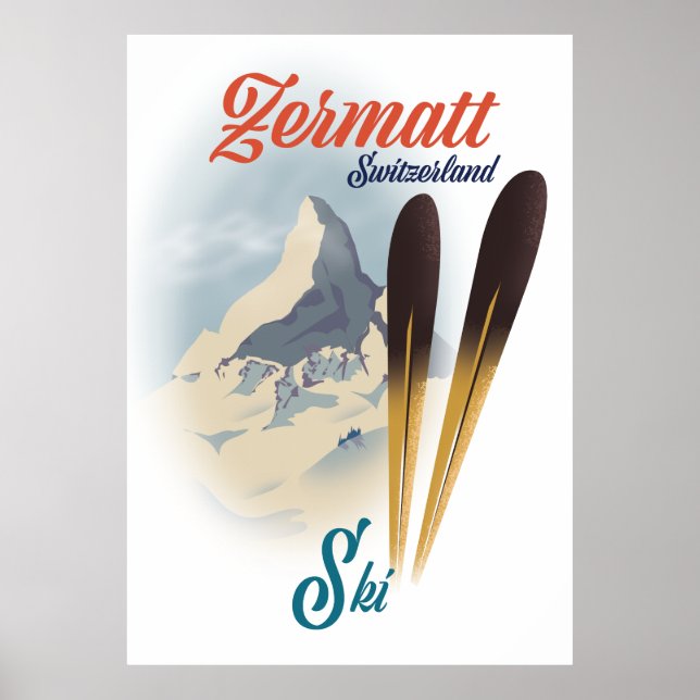 poster de ski vintage Zermatt Suisse (Devant)