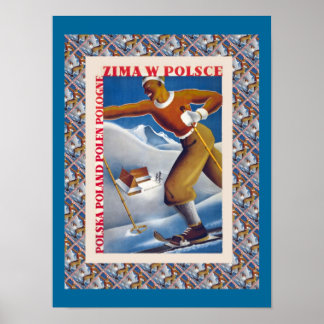 Poster de ski vintage, Zima W Polsce, Pologne