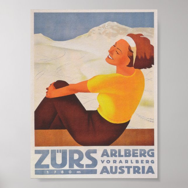 Poster de ski Vintage Zürs Autriche (Devant)