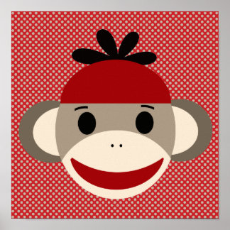Poster de Sock Monkey et Polka Dot Art