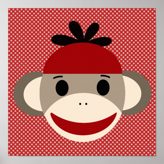 Poster de Sock Monkey et Polka Dot Art (Devant)