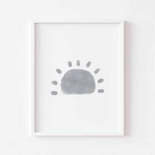 Poster de soleil minimaliste en bois d'aquarelle