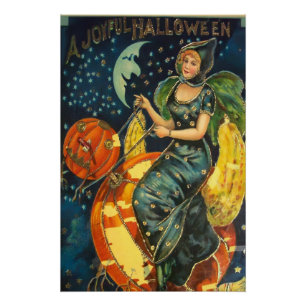 Poster de sorcière Halloween vintage
