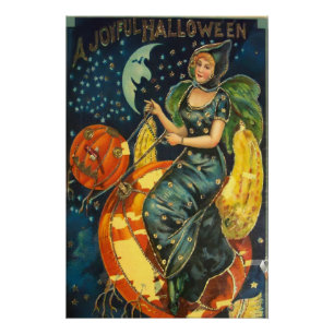 Poster de sorcière Halloween vintage
