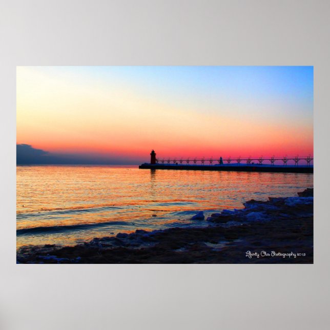 Poster de South Haven, Michigan Lighthouse 36"X24" (Devant)