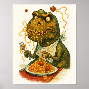 Poster de Spaghetti à manger à T-Rex