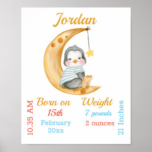 Poster de statistiques Penguin Half Moon Baby