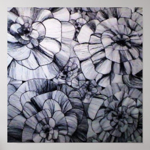 Poster de stylo Abstrait Art des fleurs
