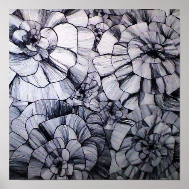 Poster de stylo Abstrait Art des fleurs (Devant)