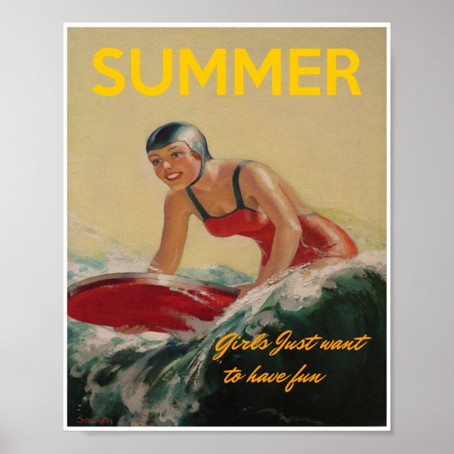 Poster de surf d'été 1930 (Devant)