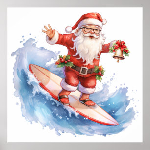 Poster de surf Père Noël