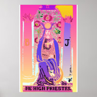 Poster de Tarot rose violet de haute prêtresse