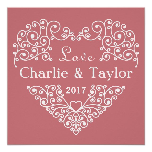 Poster de texte personnalisé Coeur ornemental (Devant)