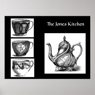 Poster de thé et de tasses victoriennes