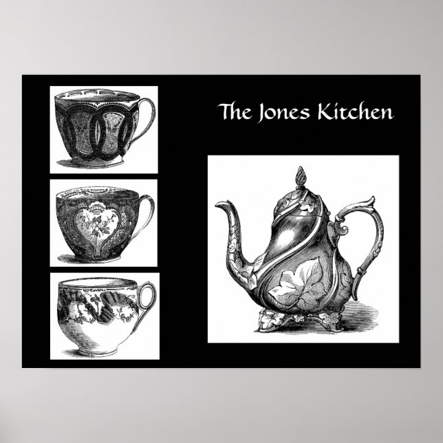Poster de thé et de tasses victoriennes (Devant)