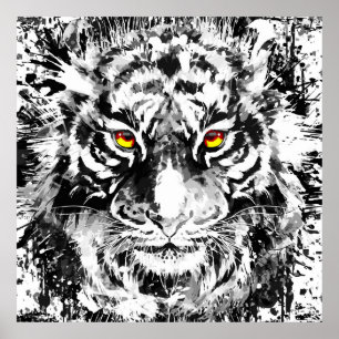 Poster de tigres Tiger Noir et blanc