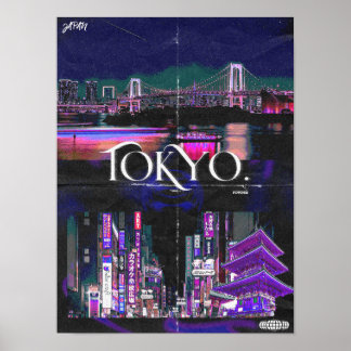 Poster de Tokyo Night Skyline - Vibrant Urban Ci