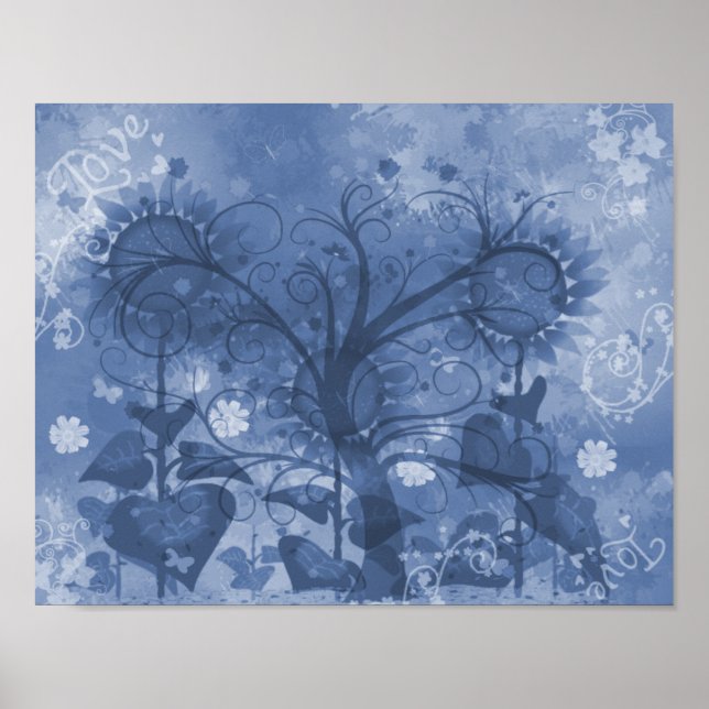 Poster de tournesol bleu (Devant)