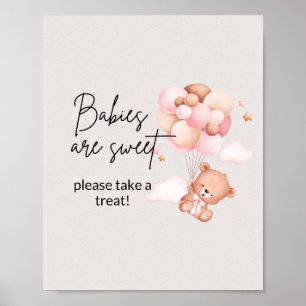 Poster de traitement de l'ours et des ballons rose
