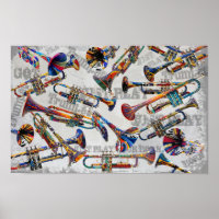 Poster de trompette coloré de Juleez, Trumpet Art
