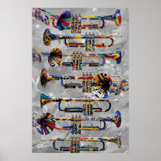 Poster de trompette Coloré Trumpet Wall Art de Jul