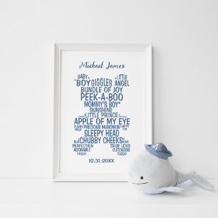 Poster de typographie de l'ours bleu Teddy (Matte)