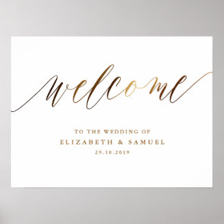 Poster de typographie de script Gold Elegant