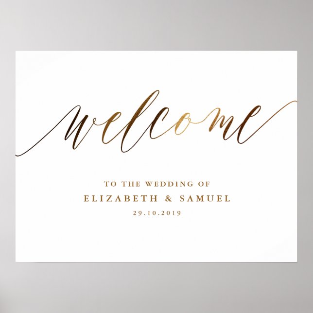 Poster de typographie de script Gold Elegant (Devant)