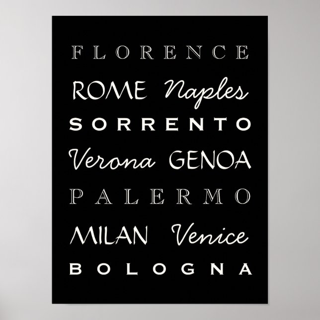 Poster de typographie des villes italiennes (Devant)