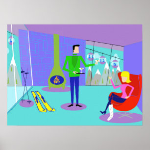 Poster de vacances Retro Ski