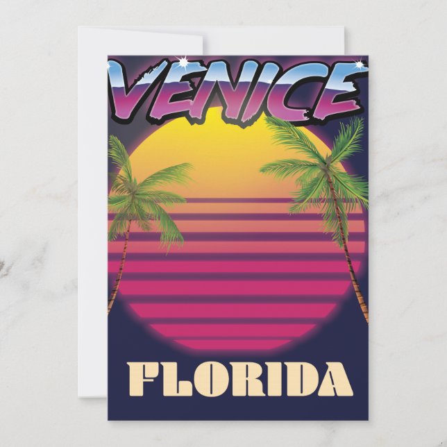 poster de vacances rétro Venice Florida (Devant)