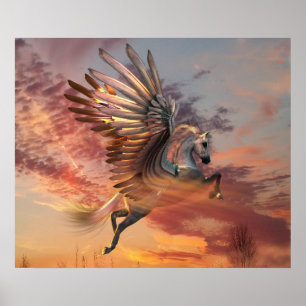 Poster de valeur Sunset Pegasus 24"x20", options d