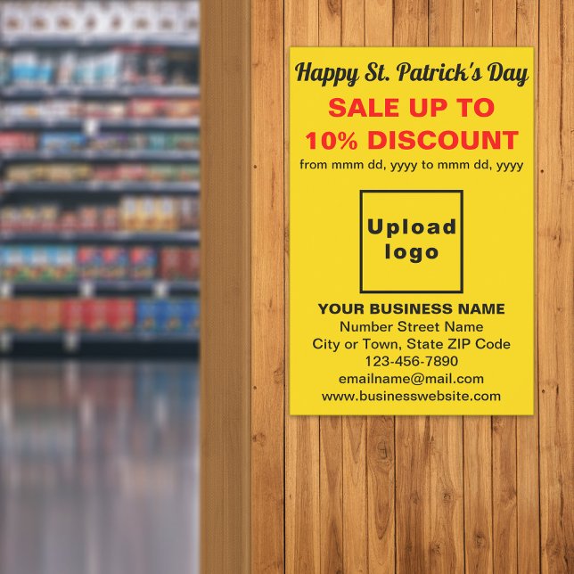Poster de vente d'affaires de la journée St. Patri (Yellow St. Patrick's Day business sale poster)