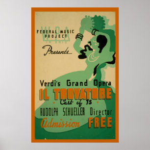Poster de Verdi Il Trovatore Vintage 1937 WPA